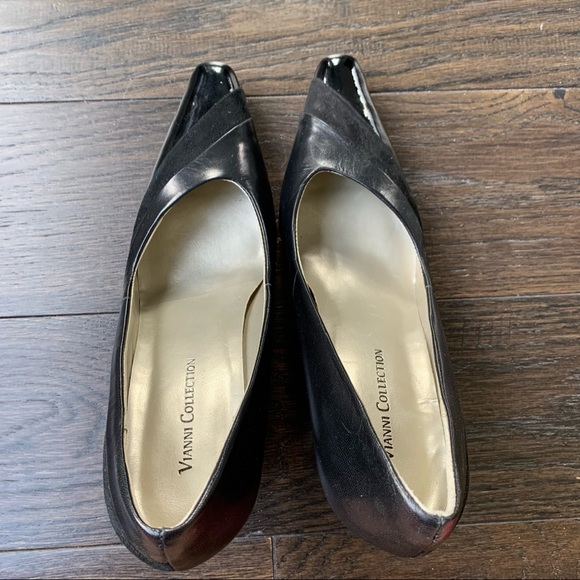 Vianni Collection Size 7 Black Leather 4 Inch High Heels - Picture 4 of 11